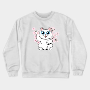 Hi There White Cat Crewneck Sweatshirt